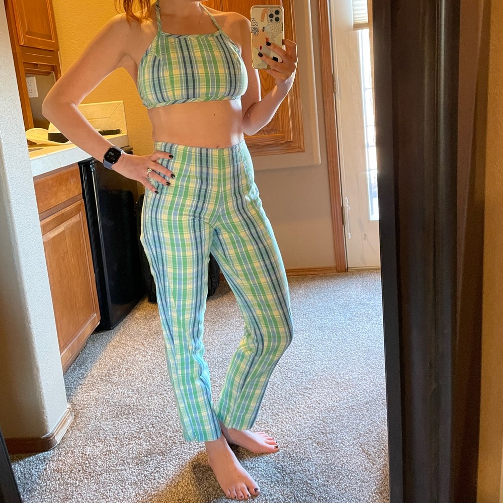 Vintage cropped plaid set